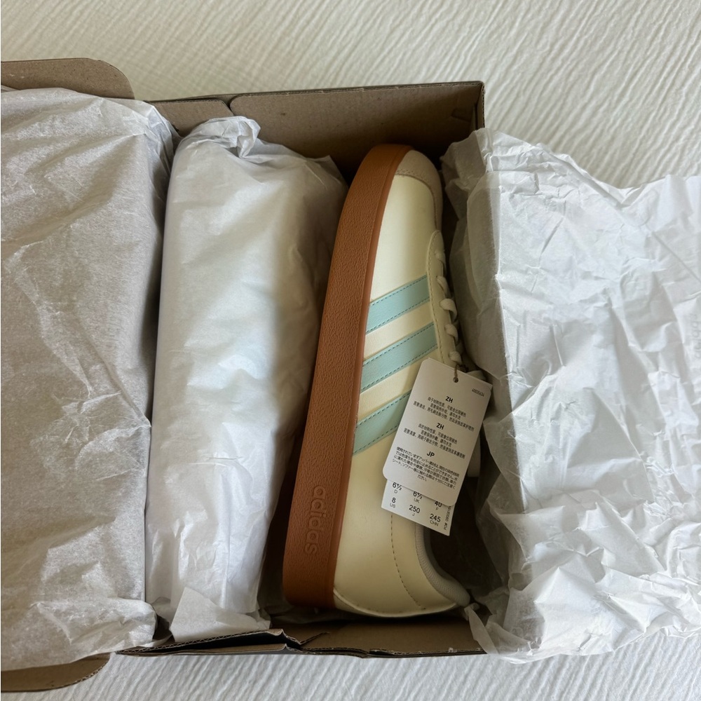 Adidas Court Base Sneakers – White & Tiffany Blue – NWT– NIB – Size 8 - Picture 6 of 6